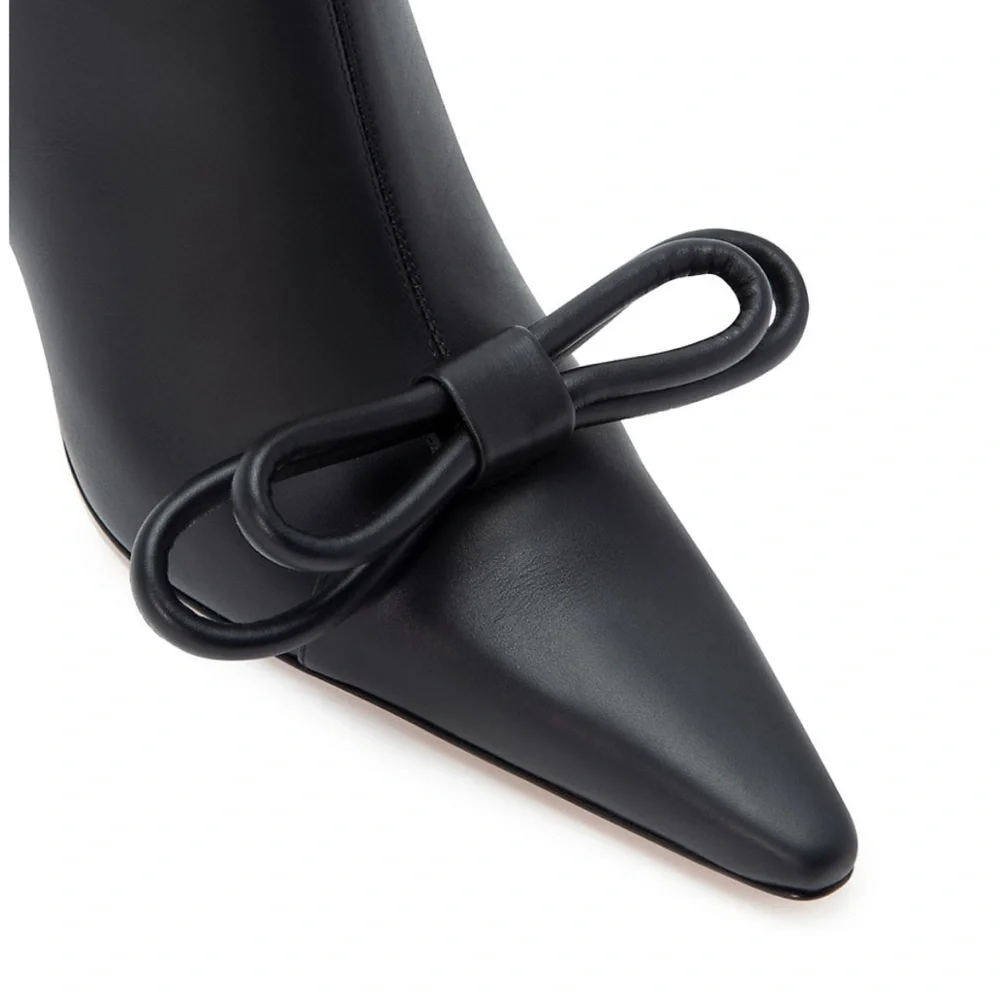 MACH & MACH Double Bow Leather Ankle Boots - Picture 4 of 4